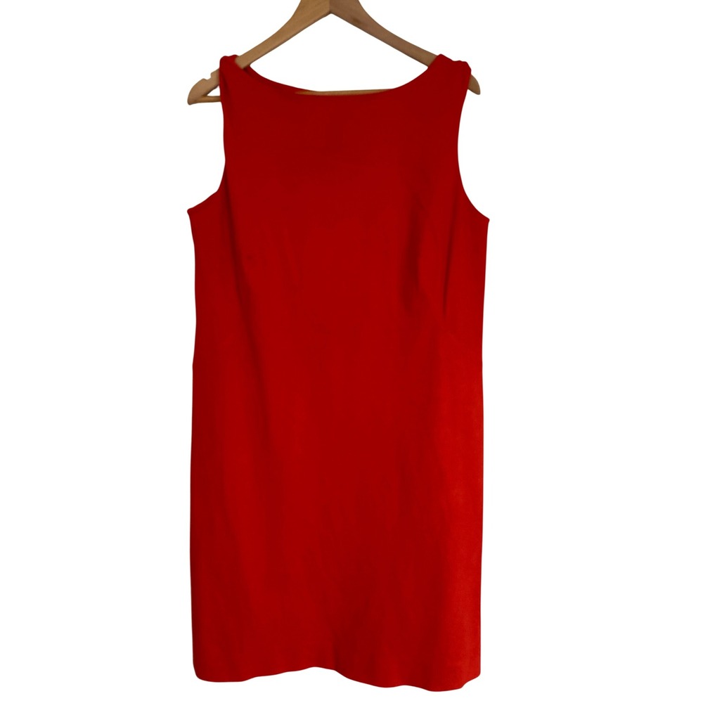 M.M.LaFleur Red Sleeveless Boat Neck Shift Dress Italian Fabric Size +1